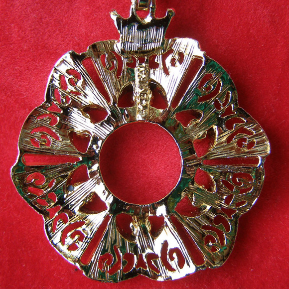 Vintage Art Deco CENTRAL Pendant w/Gemstones Gold - Picture 4 of 8